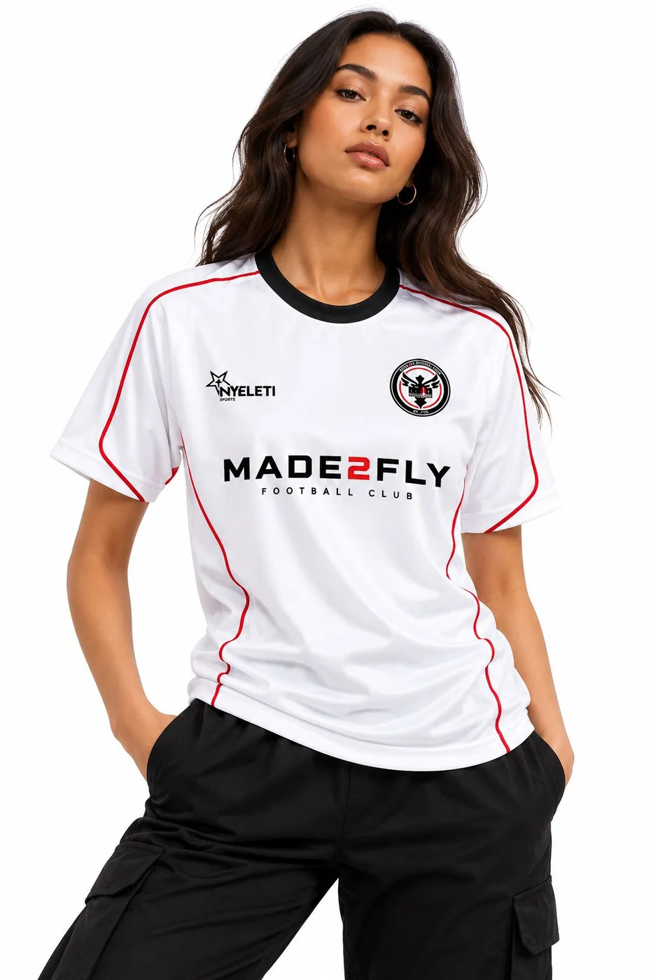 The Lifestyle oversized box shirt in white, worn with black cargo pants